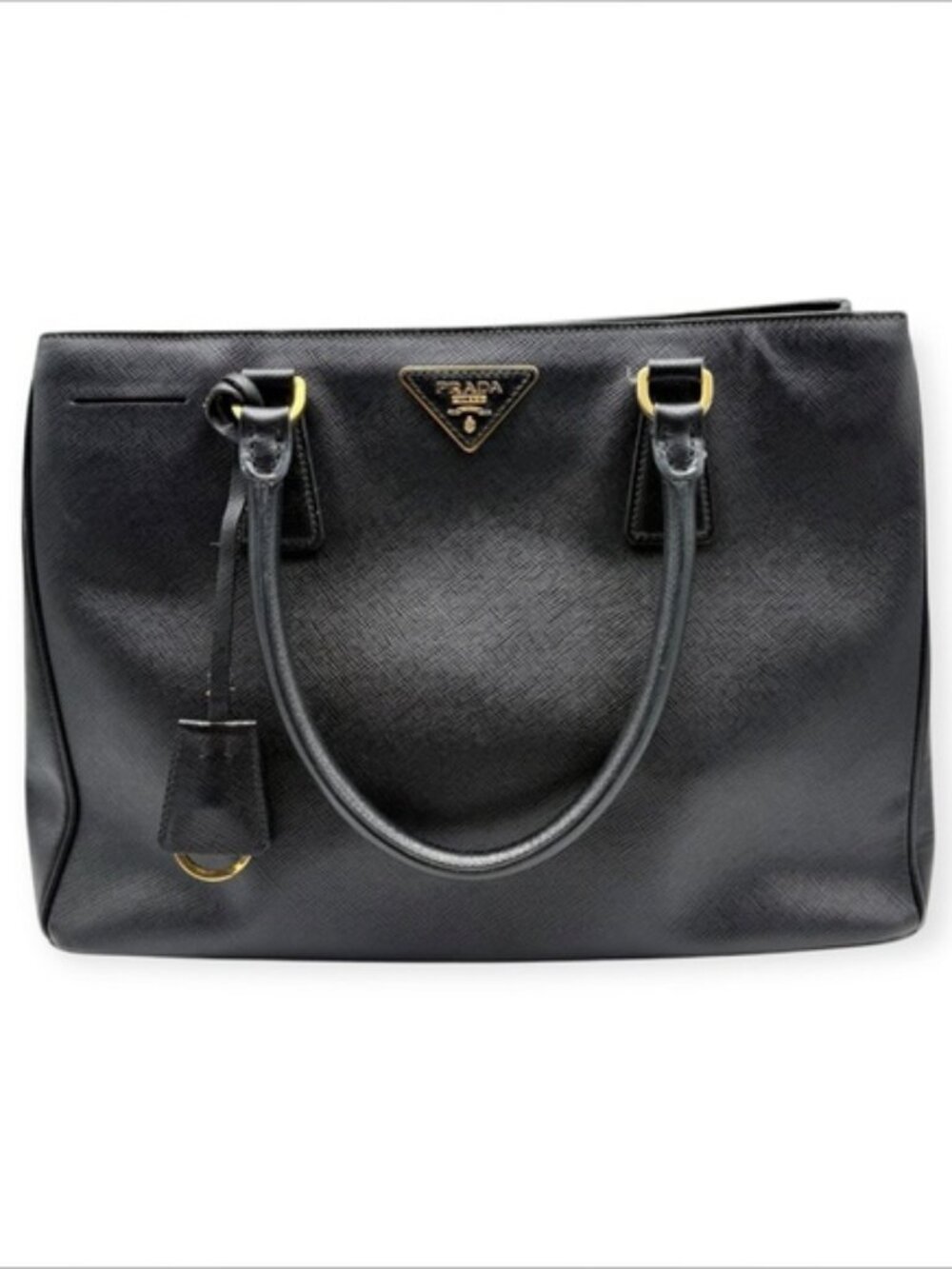 Prada Black Saffiano Leather Tote Bag - Minimalist Luxury for Everyday Elegance